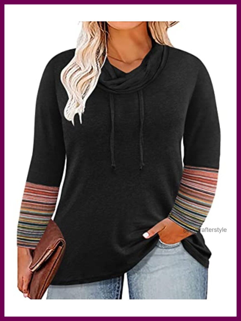 Plus Size Cowl Neck Tunic Top Long Sleeve Pullover Casual Blouse